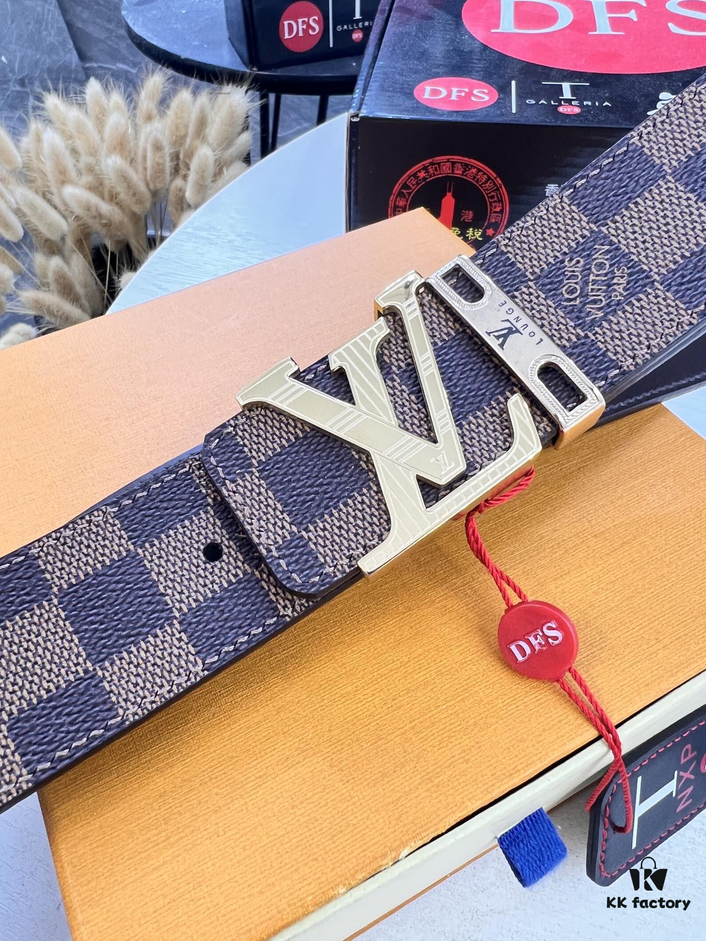 693202df3a89a121ed550d3c LV Men's Belt, ZP Molded New Style, Genuine Leather, 4.0cm Width, High-Quality with NXP Anti-Counterfeit Chip