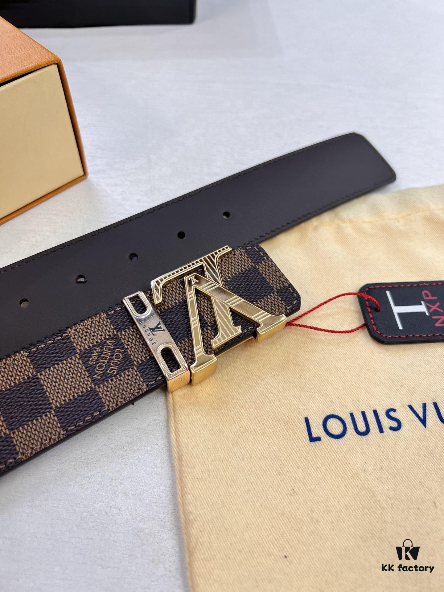 693202e03a89a121ed550d3d LV Men's Belt, ZP Molded New Style, Genuine Leather, 4.0cm Width, High-Quality with NXP Anti-Counterfeit Chip