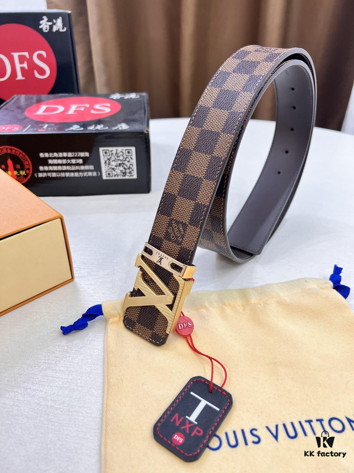 693202e03a89a121ed550d3e LV Men's Belt, ZP Molded New Style, Genuine Leather, 4.0cm Width, High-Quality with NXP Anti-Counterfeit Chip