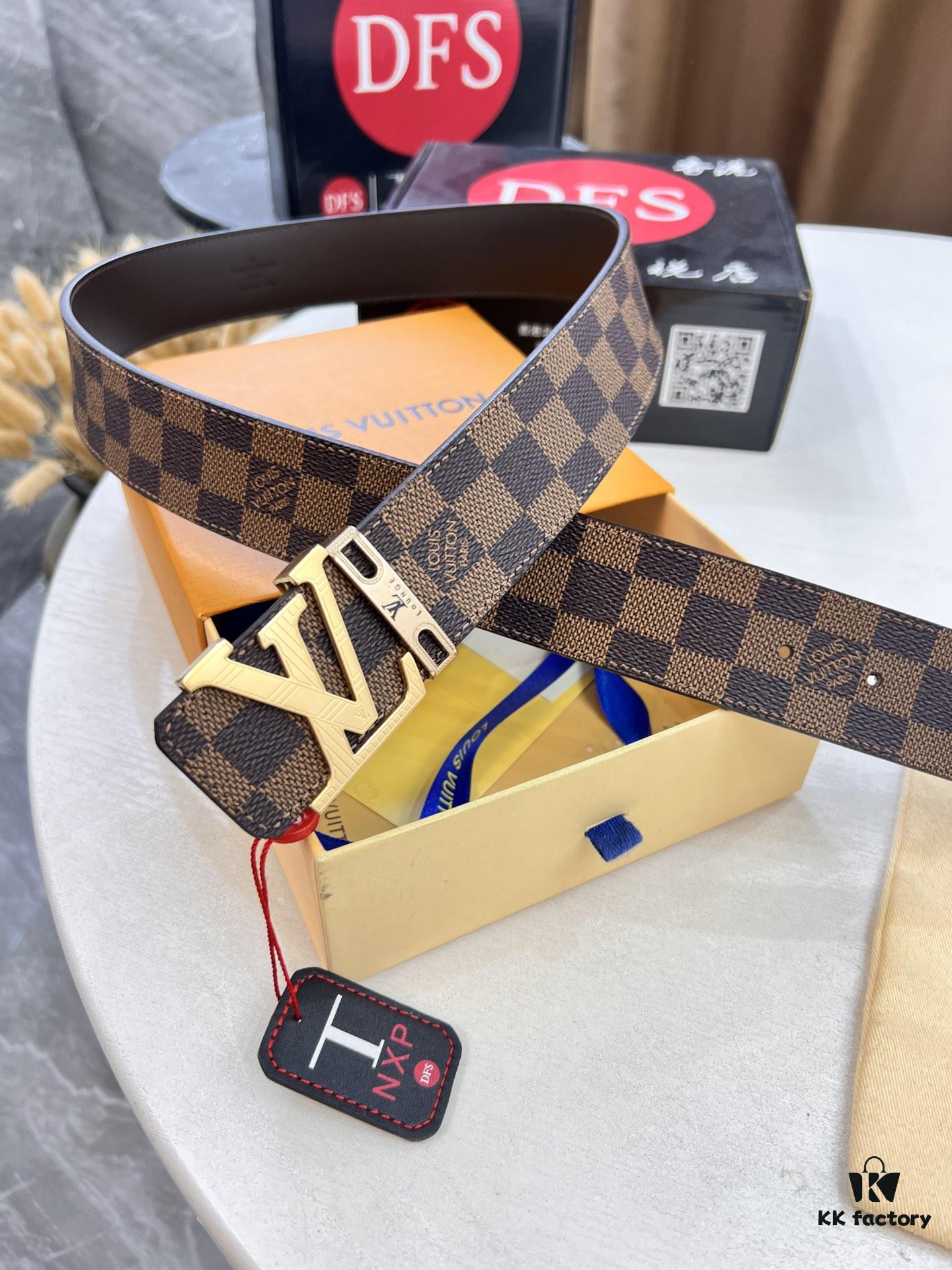 693202e03a89a121ed550d40 LV Men's Belt, ZP Molded New Style, Genuine Leather, 4.0cm Width, High-Quality with NXP Anti-Counterfeit Chip