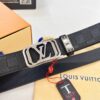 693202e03a89a121ed550d45 Louis Vuitton Automatic Buckle Belt, Top-Quality Genuine Leather, 3.5cm Width, Imported Calfskin with Grid Pattern, Smooth Slide Mechanism, Stainless Steel Hardware