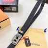 693202e03a89a121ed550d48 Louis Vuitton Automatic Buckle Belt, Top-Quality Genuine Leather, 3.5cm Width, Imported Calfskin with Grid Pattern, Smooth Slide Mechanism, Stainless Steel Hardware
