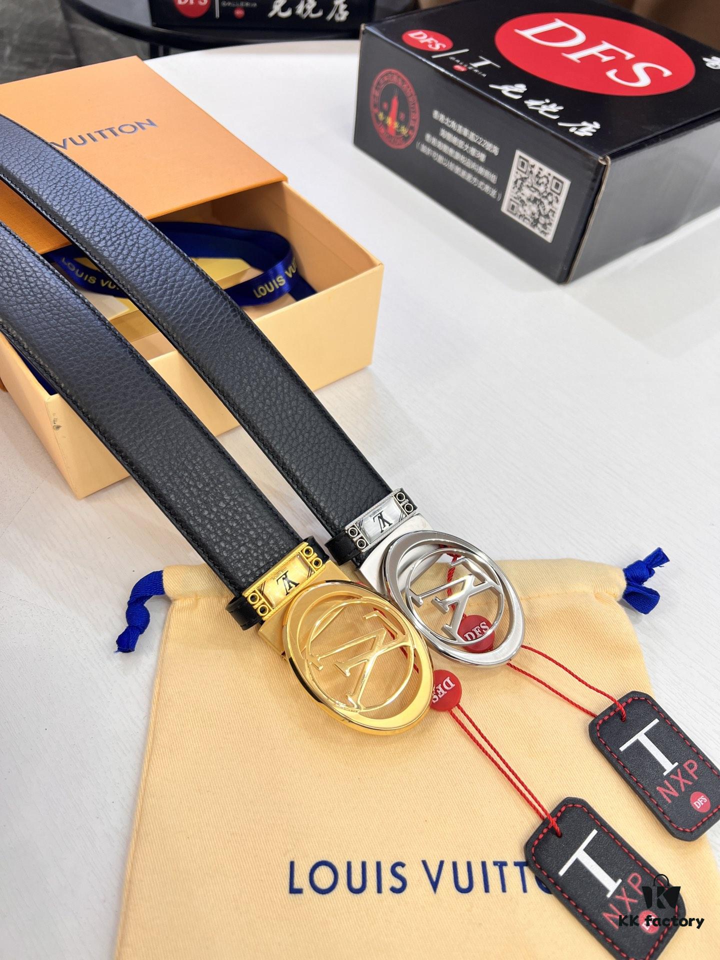 693202e23a89a121ed550d59 Louis Vuitton Belt, Top-Quality Genuine Leather with LV Stainless Steel Hardware, 3.5 cm Width