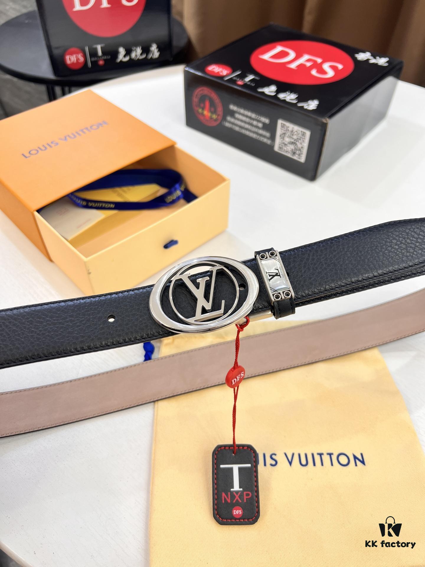 693202e23a89a121ed550d5b Louis Vuitton Belt, Top-Quality Business Leather Belt with Lv Stainless Steel Hardware, 3.5 cm Width