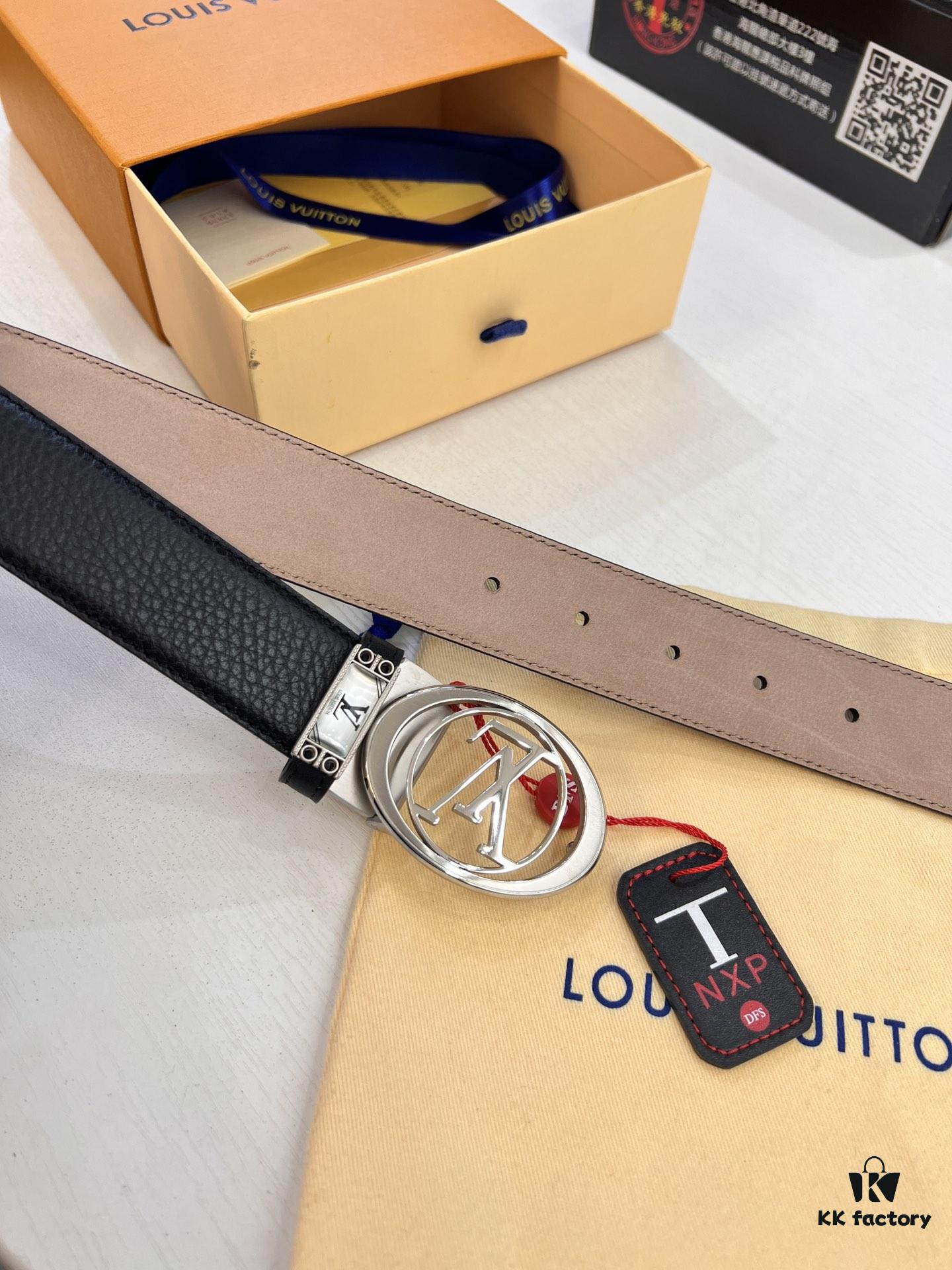 693202e23a89a121ed550d5c Louis Vuitton Belt, Top-Quality Business Leather Belt with Lv Stainless Steel Hardware, 3.5 cm Width