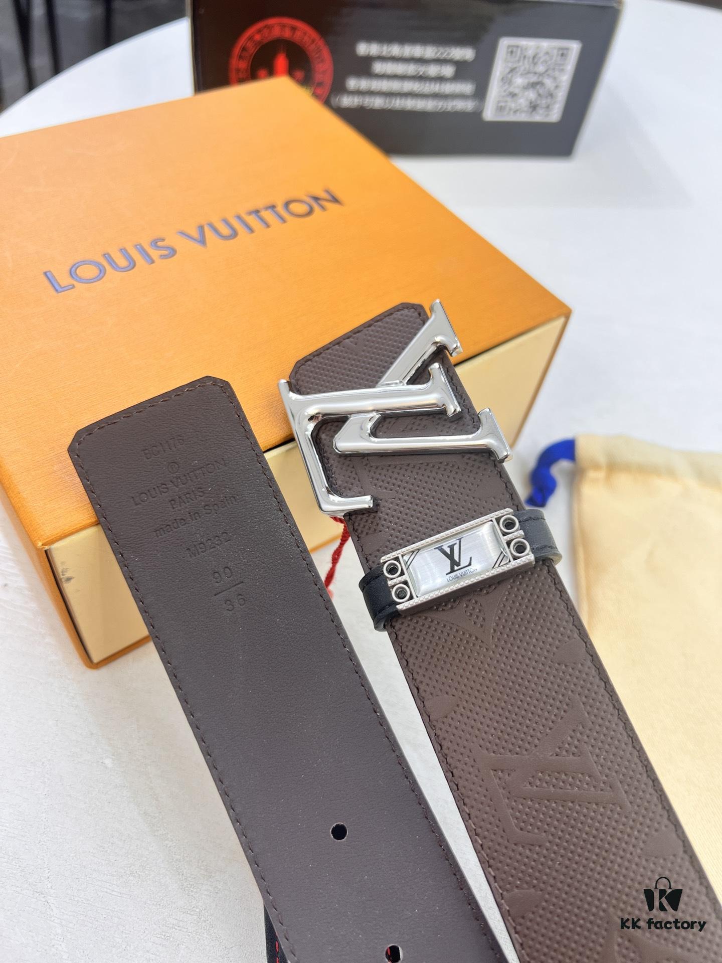 693202e33a89a121ed550d6e Arrival of Louis Vuitton LV Men's Belt, ZP Mold Design, Imported Genuine Original Print, Full-Grain Calfskin Leather, Reversible Double-Sided Use, 3.8cm Width