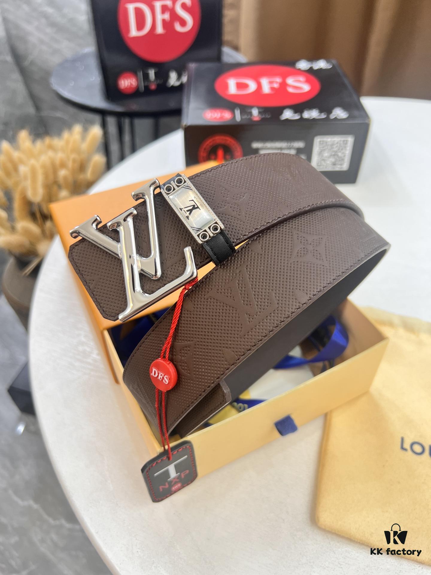 693202e43a89a121ed550d70 Arrival of Louis Vuitton LV Men's Belt, ZP Mold Design, Imported Genuine Original Print, Full-Grain Calfskin Leather, Reversible Double-Sided Use, 3.8cm Width