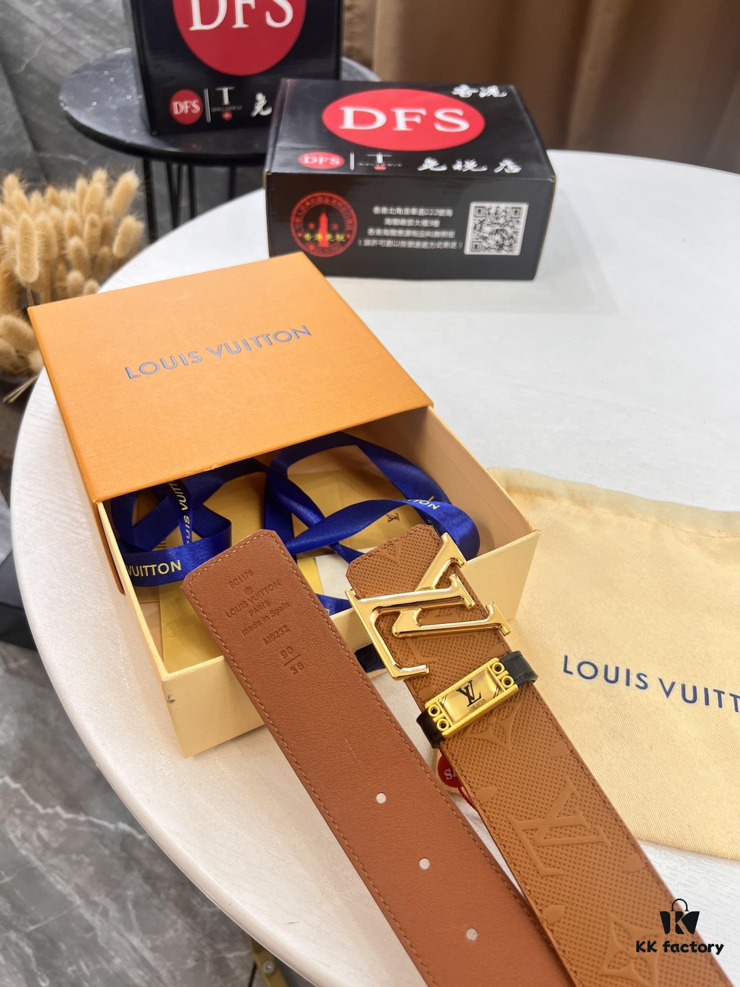 693202e43a89a121ed550d75 LV Men's Belt Arrival, Genuine Photos, ZP Mold Design, Imported Original Factory Print, Full-Grain Cowhide Leather, Refined Metal Letters, Reversible Double-Sided Use, 3.8cm Width