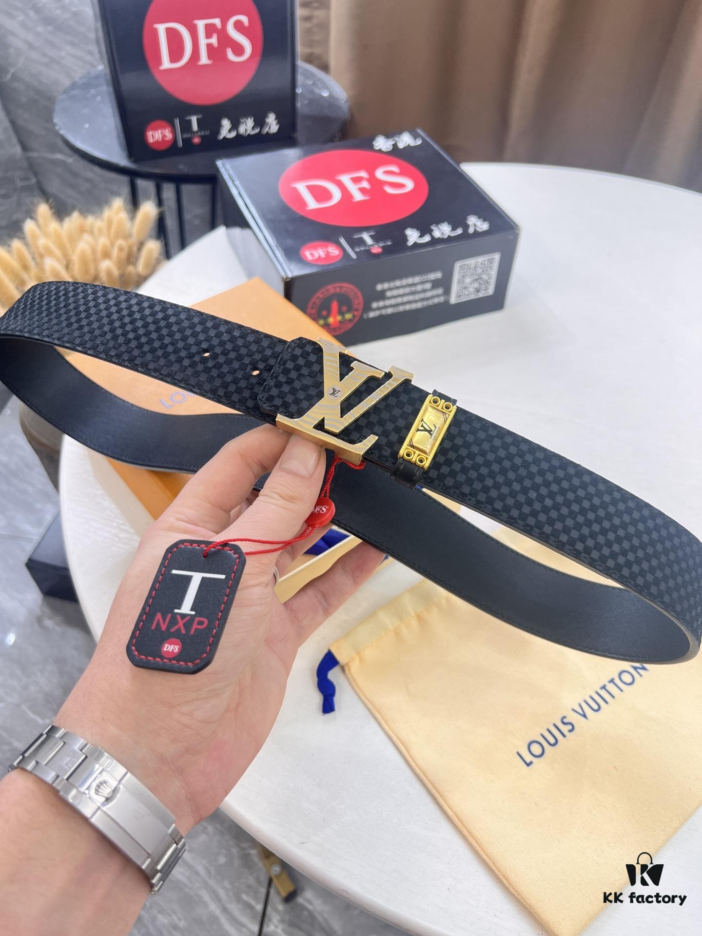 693202e53a89a121ed550d83 Top-Tier LV Louis Vuitton L-Logo Polished Stainless Steel Buckle Belt - Imported French Cross-Grain Top-Layer Cowhide, 3.8cm Width, NFC Chip Verified Authenticity (Original Box & Tag Included)
