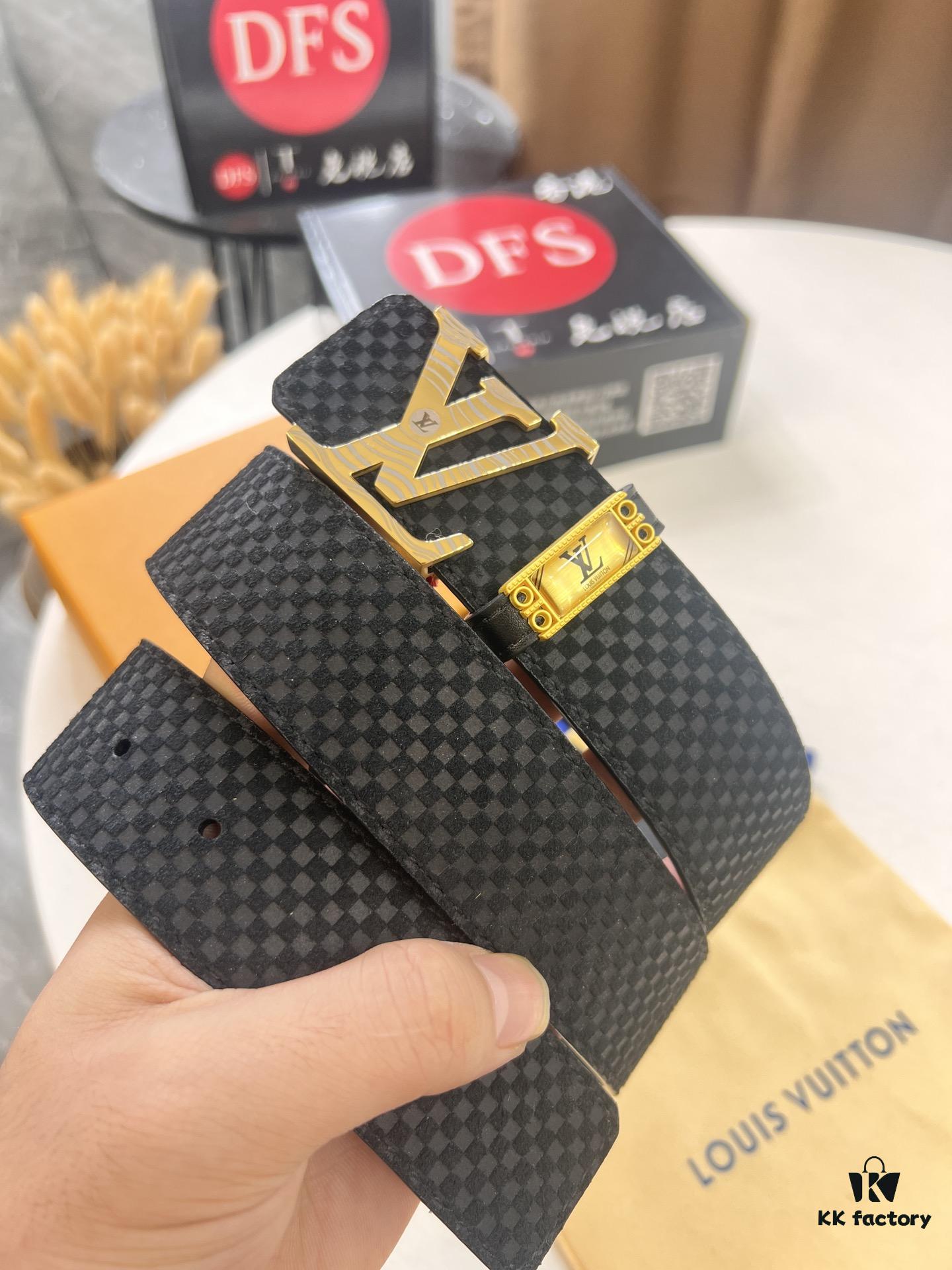 693202e53a89a121ed550d84 Top-Tier LV Louis Vuitton L-Logo Polished Stainless Steel Buckle Belt - Imported French Cross-Grain Top-Layer Cowhide, 3.8cm Width, NFC Chip Verified Authenticity (Original Box & Tag Included)