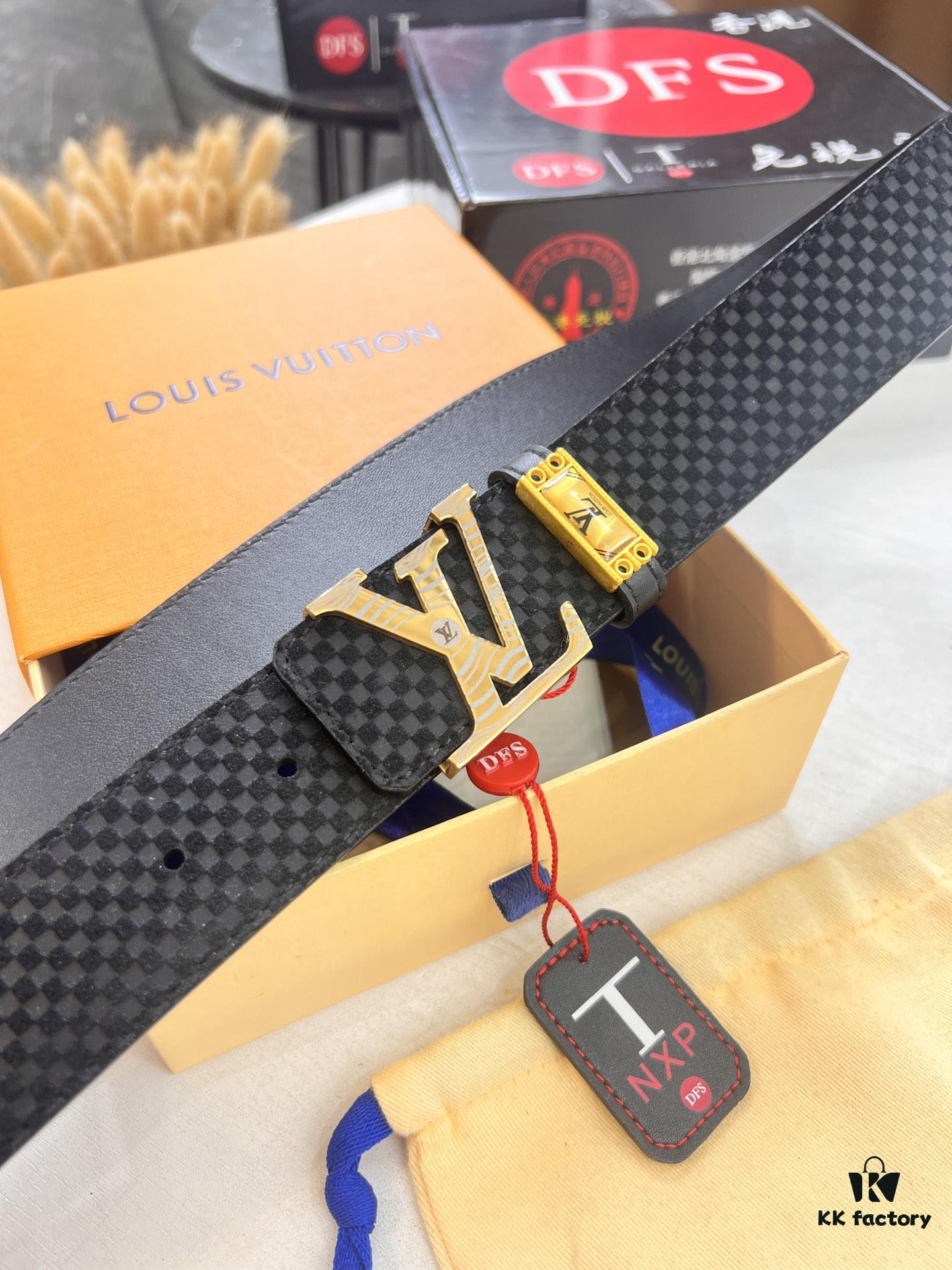 693202e53a89a121ed550d85 Top-Tier LV Louis Vuitton L-Logo Polished Stainless Steel Buckle Belt - Imported French Cross-Grain Top-Layer Cowhide, 3.8cm Width, NFC Chip Verified Authenticity (Original Box & Tag Included)