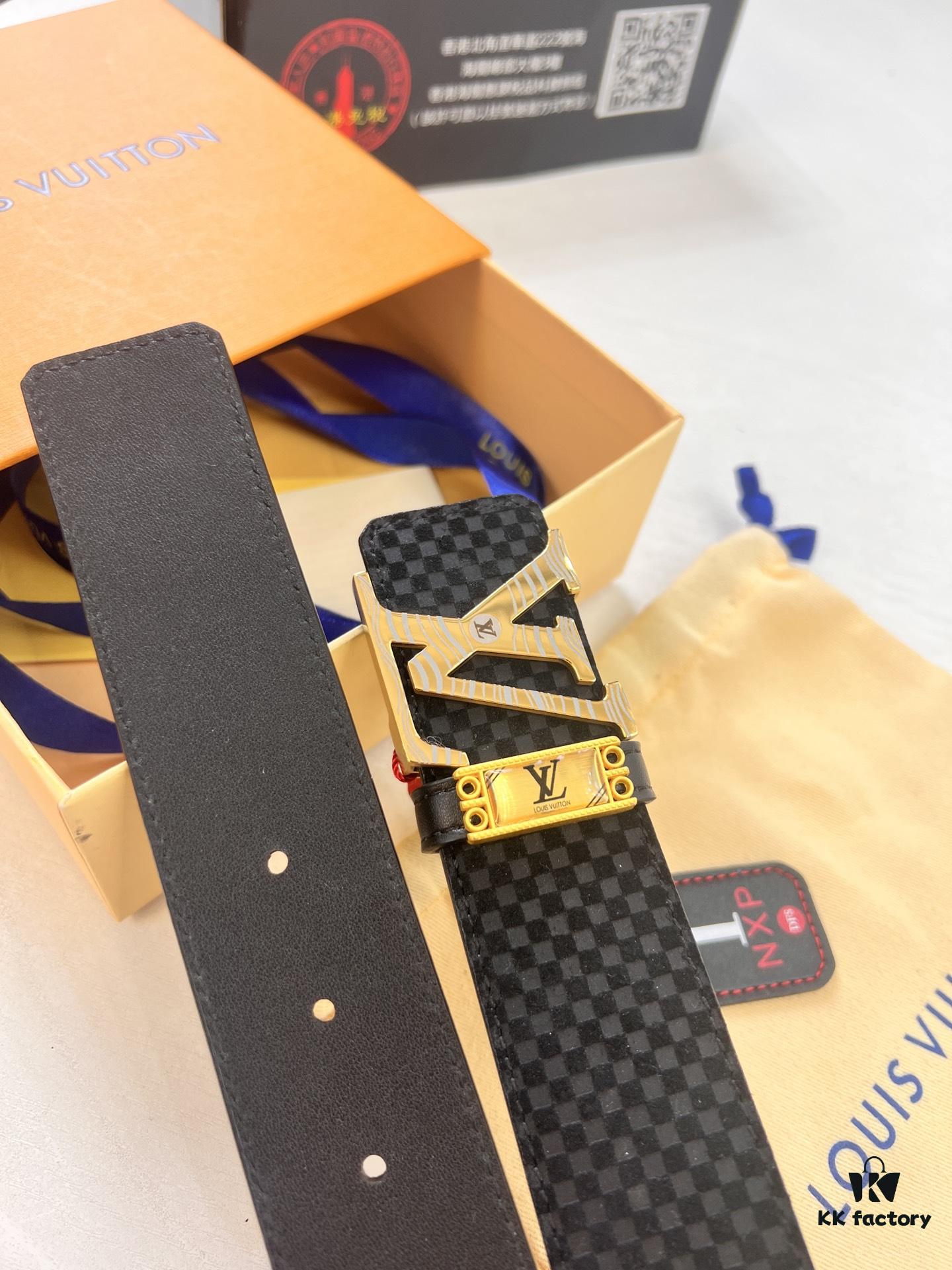 693202e53a89a121ed550d86 Top-Tier LV Louis Vuitton L-Logo Polished Stainless Steel Buckle Belt - Imported French Cross-Grain Top-Layer Cowhide, 3.8cm Width, NFC Chip Verified Authenticity (Original Box & Tag Included)