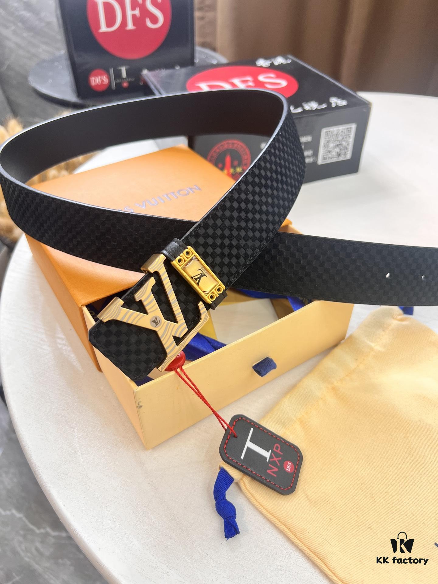 693202e63a89a121ed550d88 Top-Tier LV Louis Vuitton L-Logo Polished Stainless Steel Buckle Belt - Imported French Cross-Grain Top-Layer Cowhide, 3.8cm Width, NFC Chip Verified Authenticity (Original Box & Tag Included)