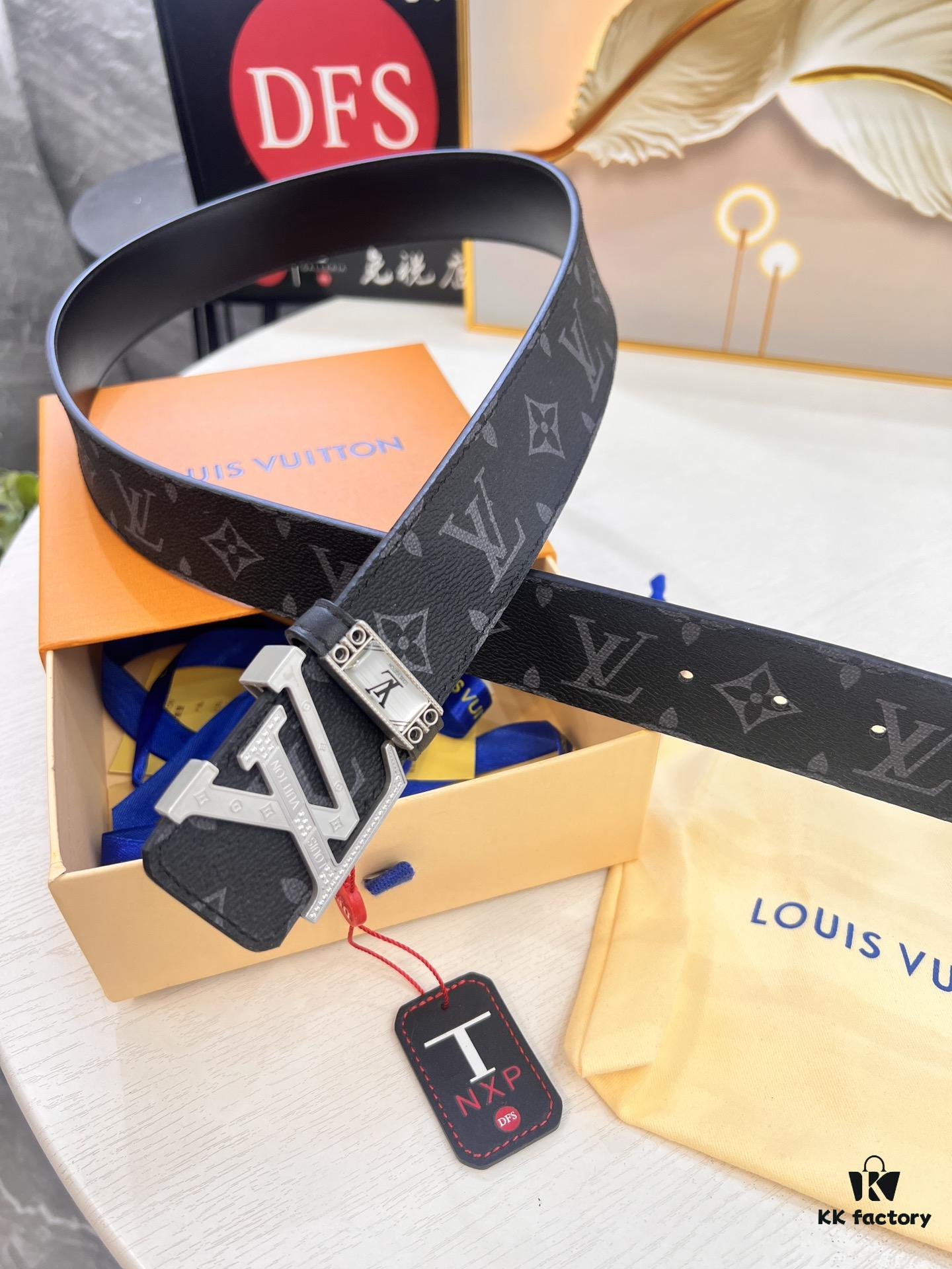 693202e73a89a121ed550d98 Louis Vuitton LV Men's Belt, Latest Design, ZP Molded, Full-Grain Cowhide Leather, Stainless Steel Buckle with Rhinestone Inlay, 4.0cm Width
