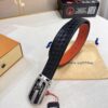693202e73a89a121ed550d9e LV Men's Belt - Original Imported Woven Full-Grain Leather, Double-Sided Use, Steel Hardware with Inner Letters, 3.8cm Width