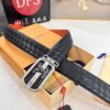 693202e73a89a121ed550da1 LV Men's Belt - Original Imported Woven Full-Grain Leather, Double-Sided Use, Steel Hardware with Inner Letters, 3.8cm Width