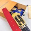 Louis Vuitton LV Men's Belt, Woven Top-Layer Leather, Slim Grain Calfskin, Steel Hardware with Double-Sided Design, 3.8cm Width