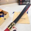 Louis Vuitton LV Men's Belt, Woven Top-Layer Leather, Slim Grain Calfskin, Steel Hardware with Double-Sided Design, 3.8cm Width