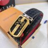 Louis Vuitton LV Men's Belt, Woven Top-Layer Leather, Slim Grain Calfskin, Steel Hardware with Double-Sided Design, 3.8cm Width