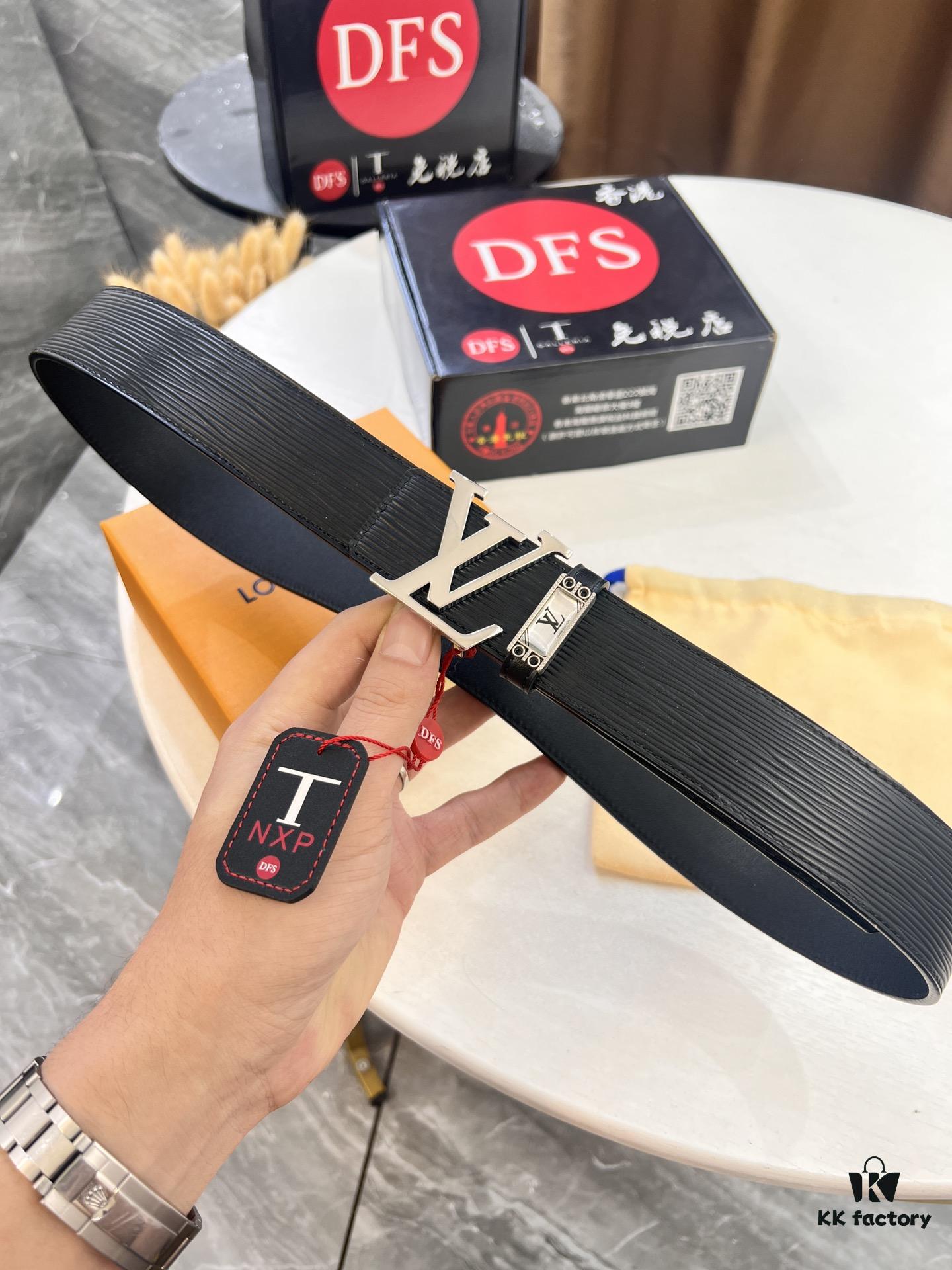693202e93a89a121ed550dbb Top-Tier LV Louis Vuitton L-Logo Polished Stainless Steel Buckle Belt - Imported French Cross-Grain Top-Layer Calfskin, 3.8cm Width, Authentic NXP Chip & Official Anti-Counterfeit Verification