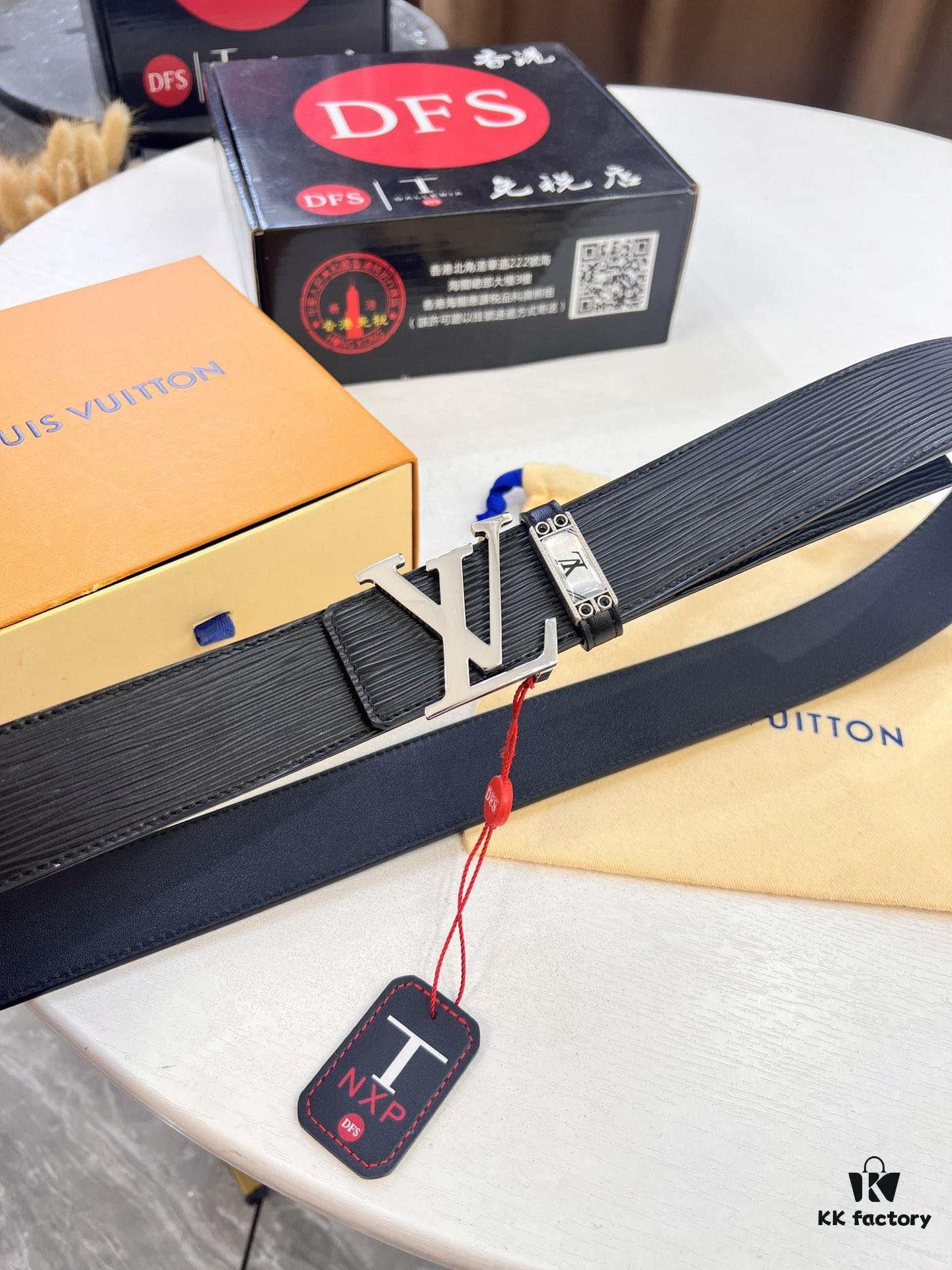 693202e93a89a121ed550dbc Top-Tier LV Louis Vuitton L-Logo Polished Stainless Steel Buckle Belt - Imported French Cross-Grain Top-Layer Calfskin, 3.8cm Width, Authentic NXP Chip & Official Anti-Counterfeit Verification