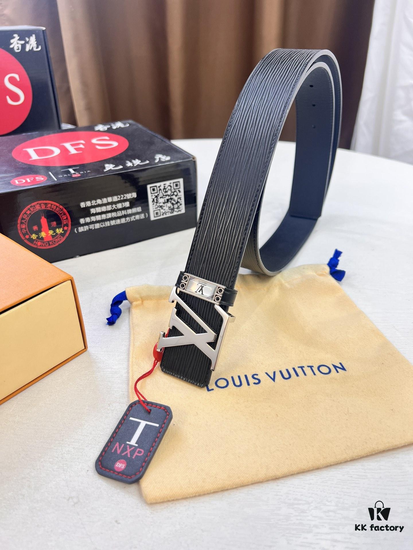693202ea3a89a121ed550dbe Top-Tier LV Louis Vuitton L-Logo Polished Stainless Steel Buckle Belt - Imported French Cross-Grain Top-Layer Calfskin, 3.8cm Width, Authentic NXP Chip & Official Anti-Counterfeit Verification