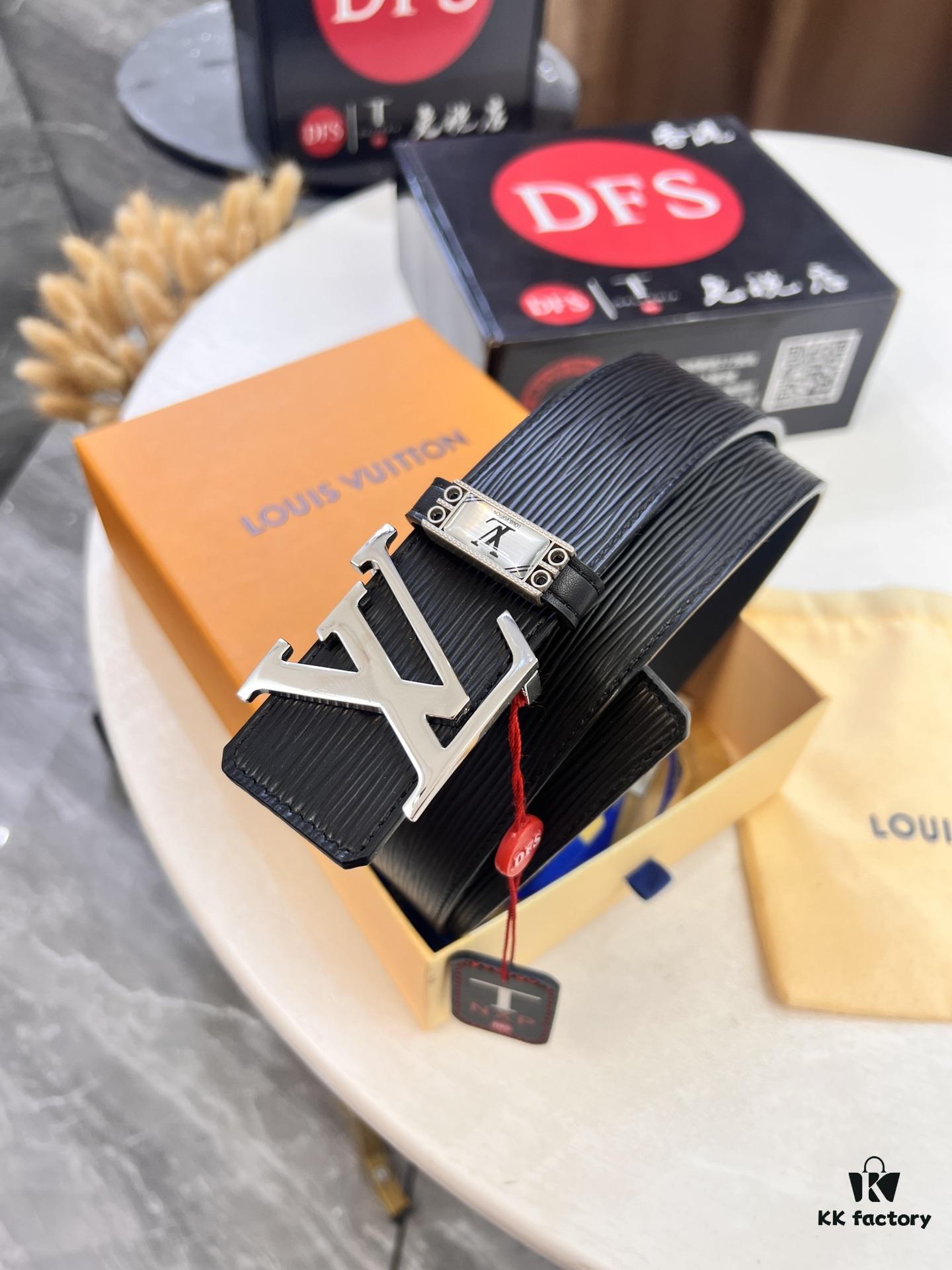 693202ea3a89a121ed550dbf Top-Tier LV Louis Vuitton L-Logo Polished Stainless Steel Buckle Belt - Imported French Cross-Grain Top-Layer Calfskin, 3.8cm Width, Authentic NXP Chip & Official Anti-Counterfeit Verification