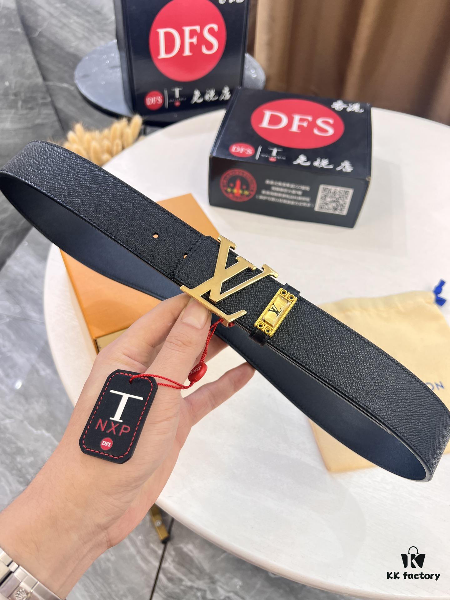 693202ea3a89a121ed550dc2 Top-Tier LV Louis Vuitton L-Logo Polished Stainless Steel Buckle Belt - Genuine Cross-Grain French Calfskin, 3.8cm Width, with NXP Anti-Counterfeit Chip (Original Box)