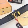 693202ea3a89a121ed550dc3 Top-Tier LV Louis Vuitton L-Logo Polished Stainless Steel Buckle Belt - Genuine Cross-Grain French Calfskin, 3.8cm Width, with NXP Anti-Counterfeit Chip (Original Box)
