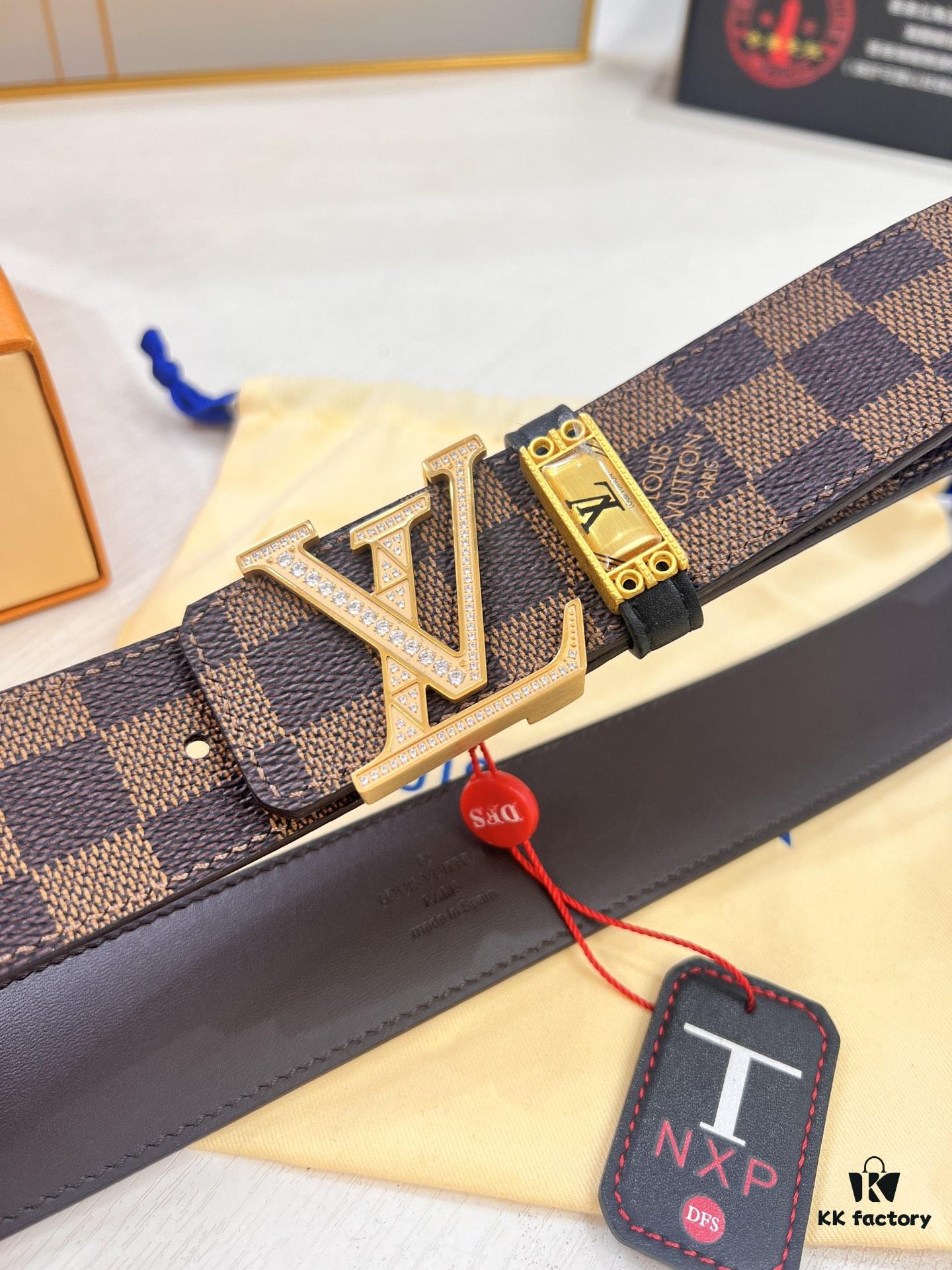 693202eb3a89a121ed550dcc LV Men's Belt Louis Vuitton Latest Style ZP Synchronized Monogram Fabric Top Quality Genuine Leather 4.0cm Steel Buckle