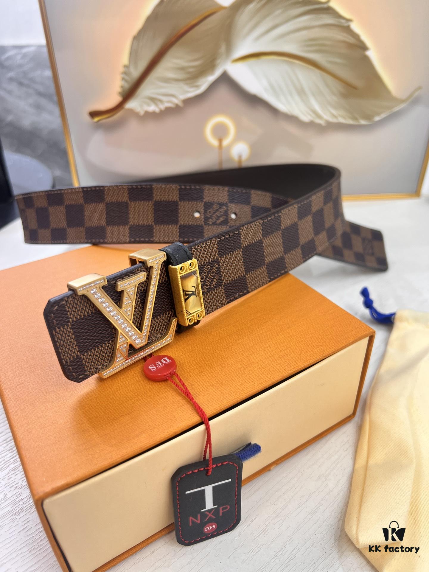 693202eb3a89a121ed550dd0 LV Men's Belt Louis Vuitton Latest Style ZP Synchronized Monogram Fabric Top Quality Genuine Leather 4.0cm Steel Buckle