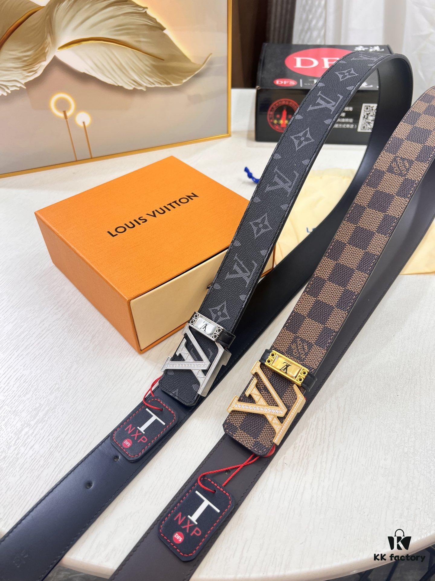 693202ec3a89a121ed550dd8 LV Men's Belt Louis Vuitton Latest Design ZP Synchronized Monogram Fabric Top-Quality Cowhide Steel Buckle 4.0cm