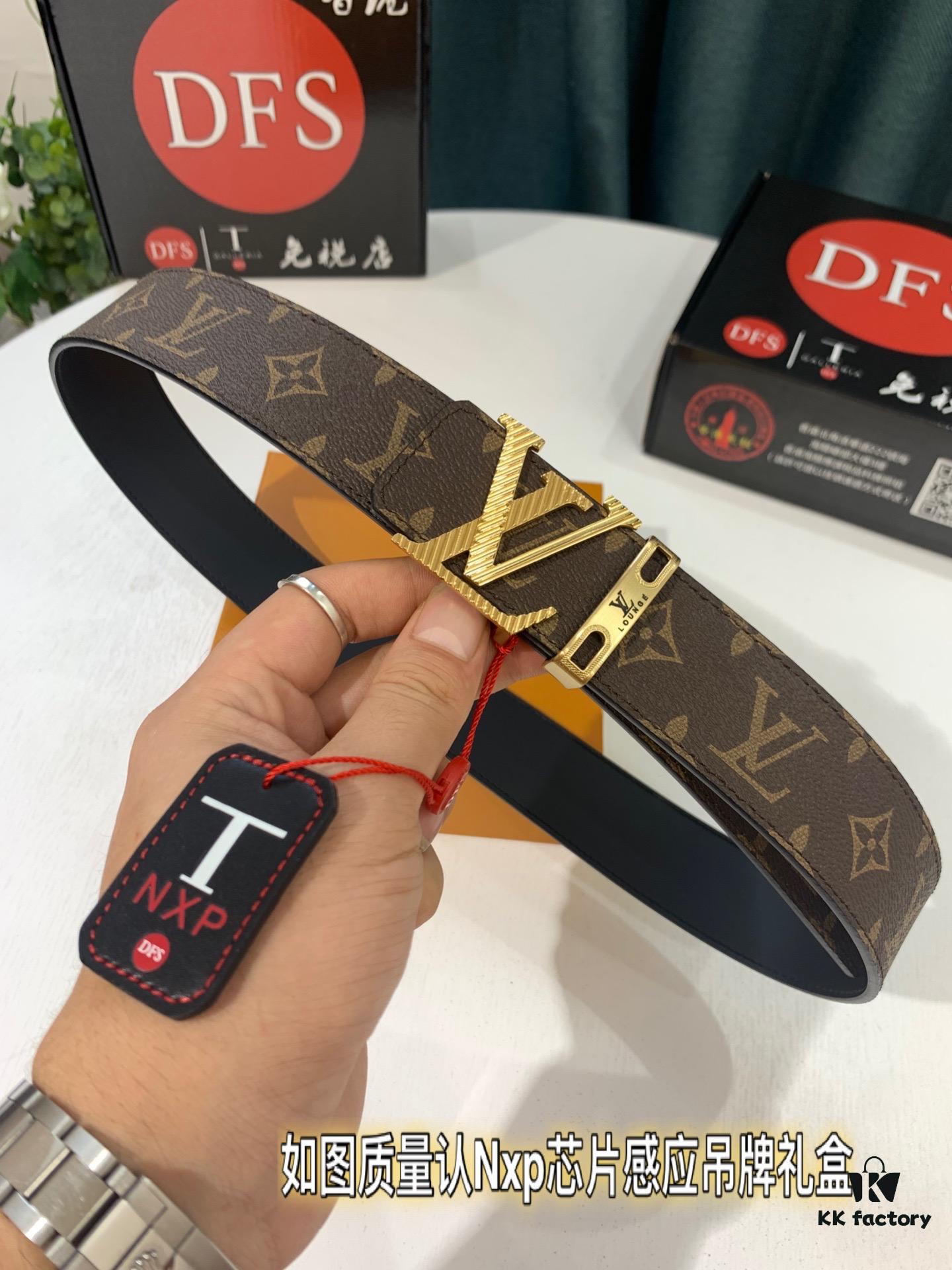 693202ec3a89a121ed550de2 Shop Owner Recommended Trumpet Trumpet Louis Vuitton LV Belt ZP Synchronized New Men's Belt with Imported Monogram Fabric, Original Factory Head Cowhide Plain Weave Low, Reversible Use, Water Ripples Letter Hardware, Width 3.8cm