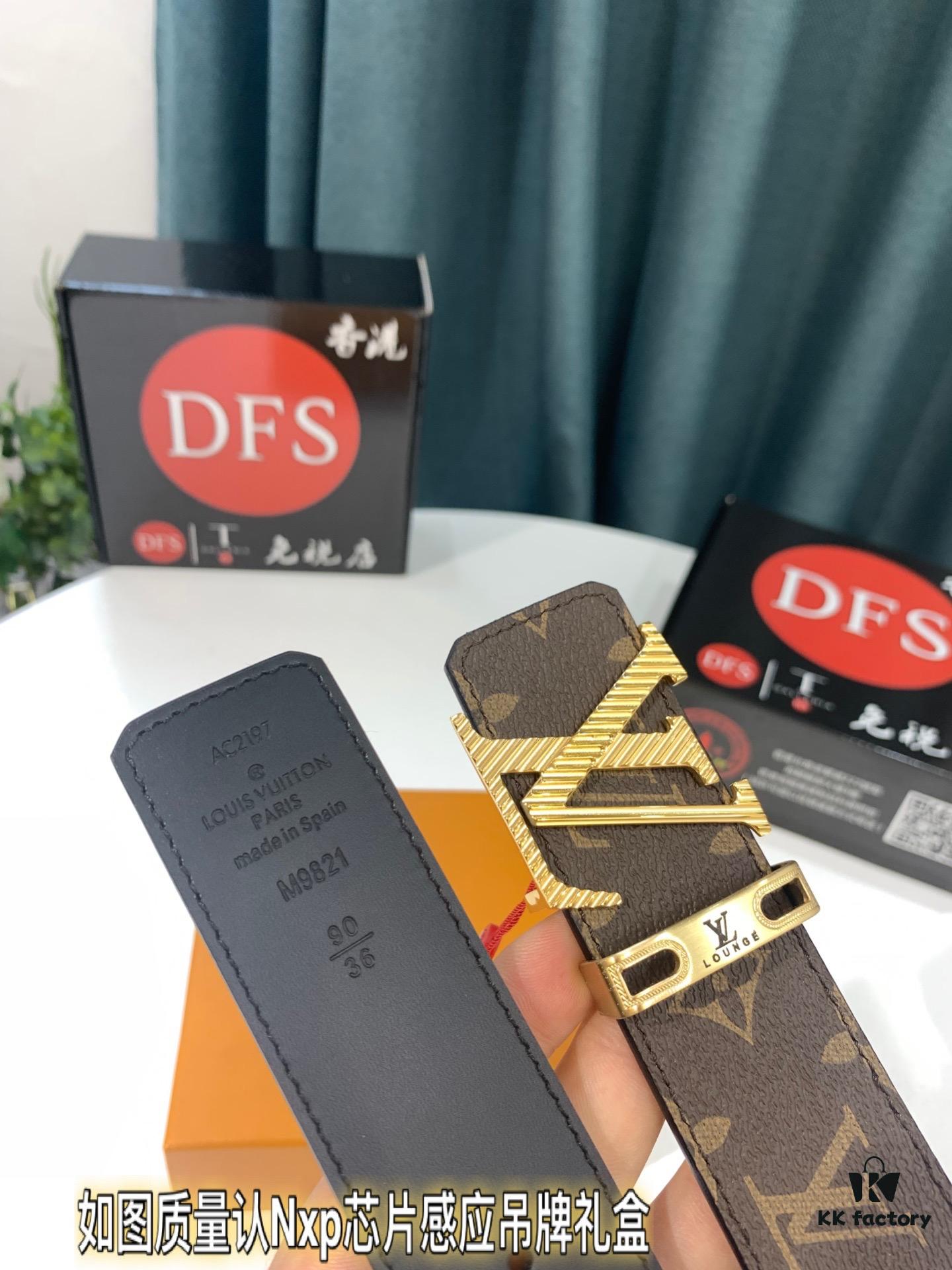 693202ed3a89a121ed550de4 Shop Owner Recommended Trumpet Trumpet Louis Vuitton LV Belt ZP Synchronized New Men's Belt with Imported Monogram Fabric, Original Factory Head Cowhide Plain Weave Low, Reversible Use, Water Ripples Letter Hardware, Width 3.8cm