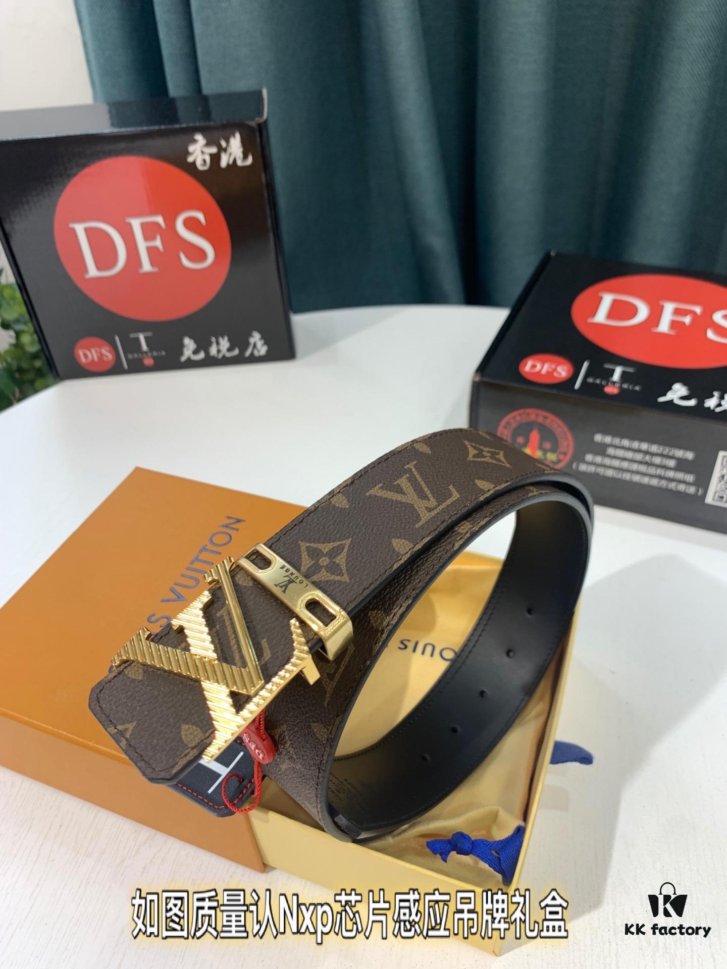693202ed3a89a121ed550de5 Shop Owner Recommended Trumpet Trumpet Louis Vuitton LV Belt ZP Synchronized New Men's Belt with Imported Monogram Fabric, Original Factory Head Cowhide Plain Weave Low, Reversible Use, Water Ripples Letter Hardware, Width 3.8cm