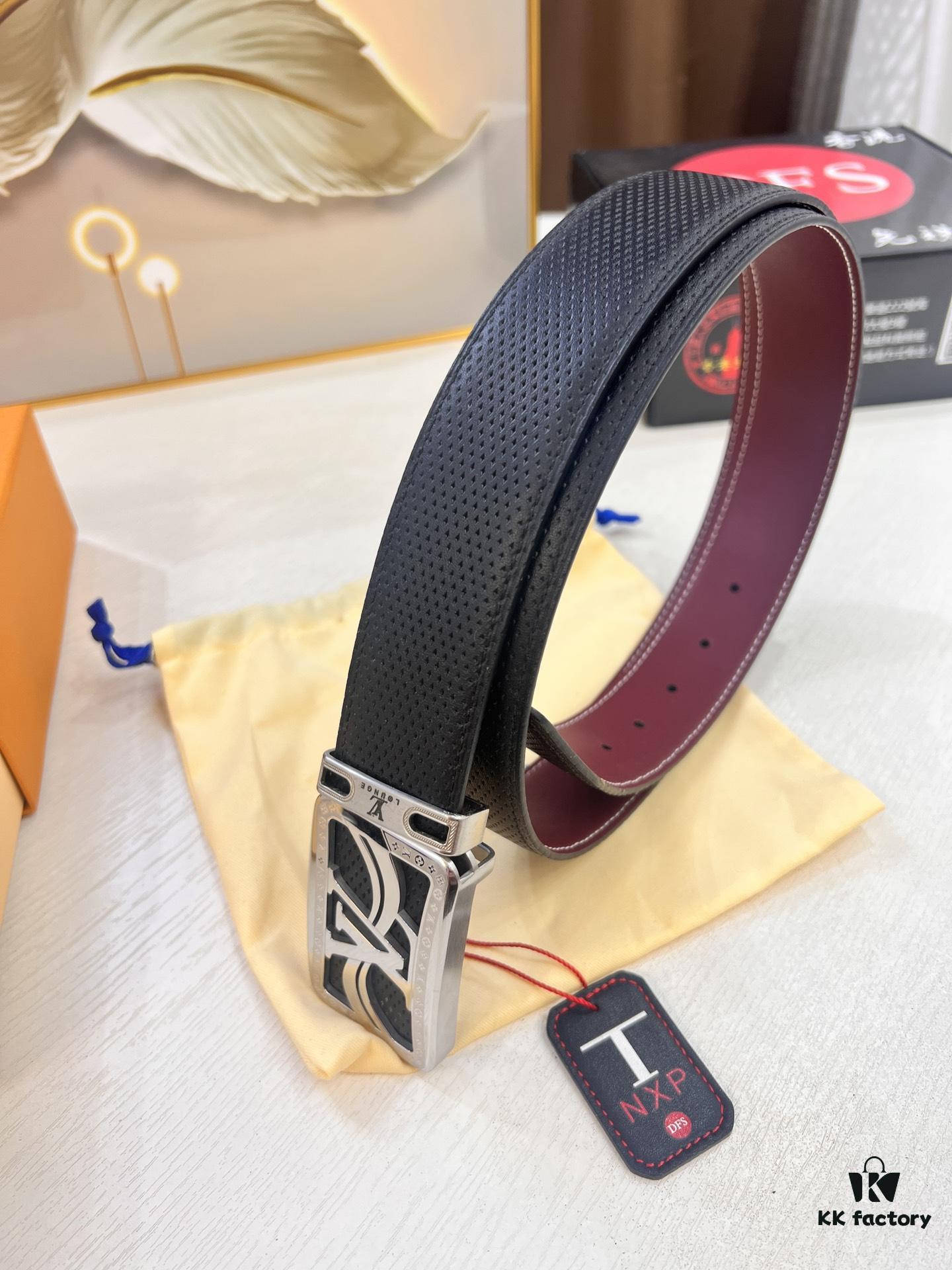 693202ed3a89a121ed550dee Luxury LV Belt - Top-tier Hong Kong Duty-Free Gift Box, Genuine First-Layer Embossed Calfskin, 3.8cm Width, Steel Hardware, NFC Chip (NXP Tag), Authenticity Guaranteed