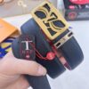 693202ee3a89a121ed550df4 Top-Tier Louis Vuitton LV Belt - Genuine First-Layer Embossed Cowhide, 3.8cm Width, Reddish Wine Color, Hong Kong Duty-Free Premium Gift Box