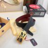 693202ee3a89a121ed550df6 Top-Tier Louis Vuitton LV Belt - Genuine First-Layer Embossed Cowhide, 3.8cm Width, Reddish Wine Color, Hong Kong Duty-Free Premium Gift Box