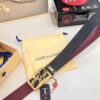 693202ee3a89a121ed550df7 Top-Tier Louis Vuitton LV Belt - Genuine First-Layer Embossed Cowhide, 3.8cm Width, Reddish Wine Color, Hong Kong Duty-Free Premium Gift Box