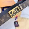 693202ef3a89a121ed550e03 LV Men's Belt, Latest Style, ZP Molded, Thickened Stainless Steel Buckle with Diamond Inlay, 4.0cm Width, Genuine Cowhide Leather