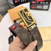 693202ef3a89a121ed550e05 LV Men's Belt, Latest Style, ZP Molded, Thickened Stainless Steel Buckle with Diamond Inlay, 4.0cm Width, Genuine Cowhide Leather
