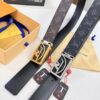 693202ef3a89a121ed550e08 LV Men's Belt, Latest Style, ZP Molded, Thickened Stainless Steel Buckle with Diamond Inlay, 4.0cm Width, Genuine Cowhide Leather