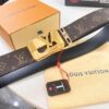 693202f03a89a121ed550e0a LV Men's Belt, New Style, Checkered Imported Fabric, Genuine Cowhide, Official Website Version, Luxury Custom Leather, 3.8cm Width