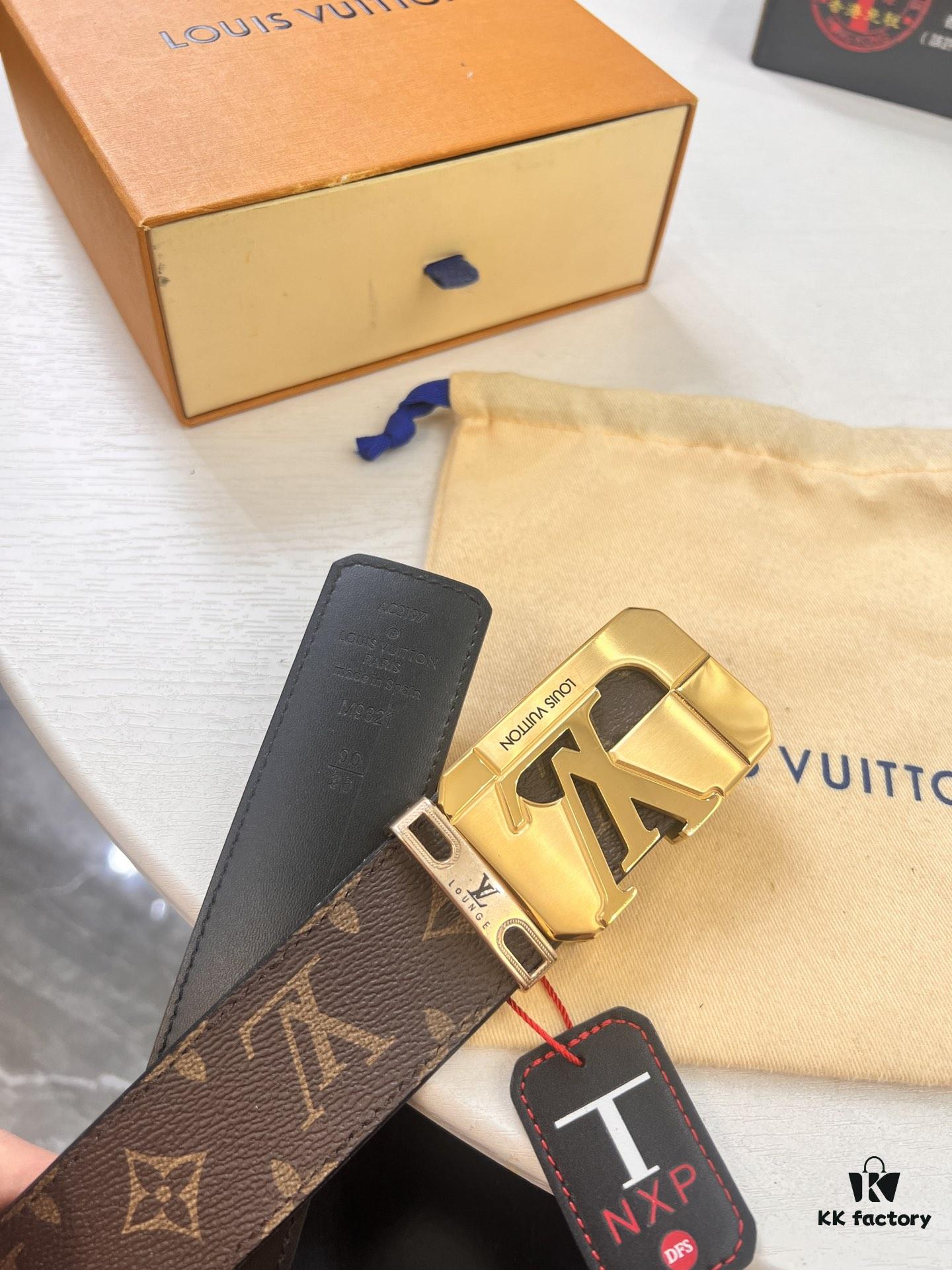 693202f03a89a121ed550e0b LV Men's Belt, New Style, Checkered Imported Fabric, Genuine Cowhide, Official Website Version, Luxury Custom Leather, 3.8cm Width