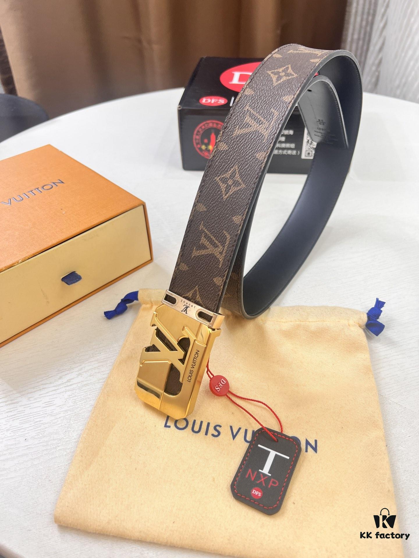 693202f03a89a121ed550e0c LV Men's Belt, New Style, Checkered Imported Fabric, Genuine Cowhide, Official Website Version, Luxury Custom Leather, 3.8cm Width