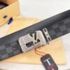 693202f03a89a121ed550e11 Shop Owner Recommended Louis Vuitton LV Belt, ZP Synchronized New Men's Belt, Checkered Imported Fabric, Full-Grain Cowhide Plain Leather, 3.8cm Width, Official Website Style with Letter Hardware, High-End Custom Leather, Supports Authentication