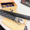 693202f03a89a121ed550e12 Shop Owner Recommended Louis Vuitton LV Belt, ZP Synchronized New Men's Belt, Checkered Imported Fabric, Full-Grain Cowhide Plain Leather, 3.8cm Width, Official Website Style with Letter Hardware, High-End Custom Leather, Supports Authentication