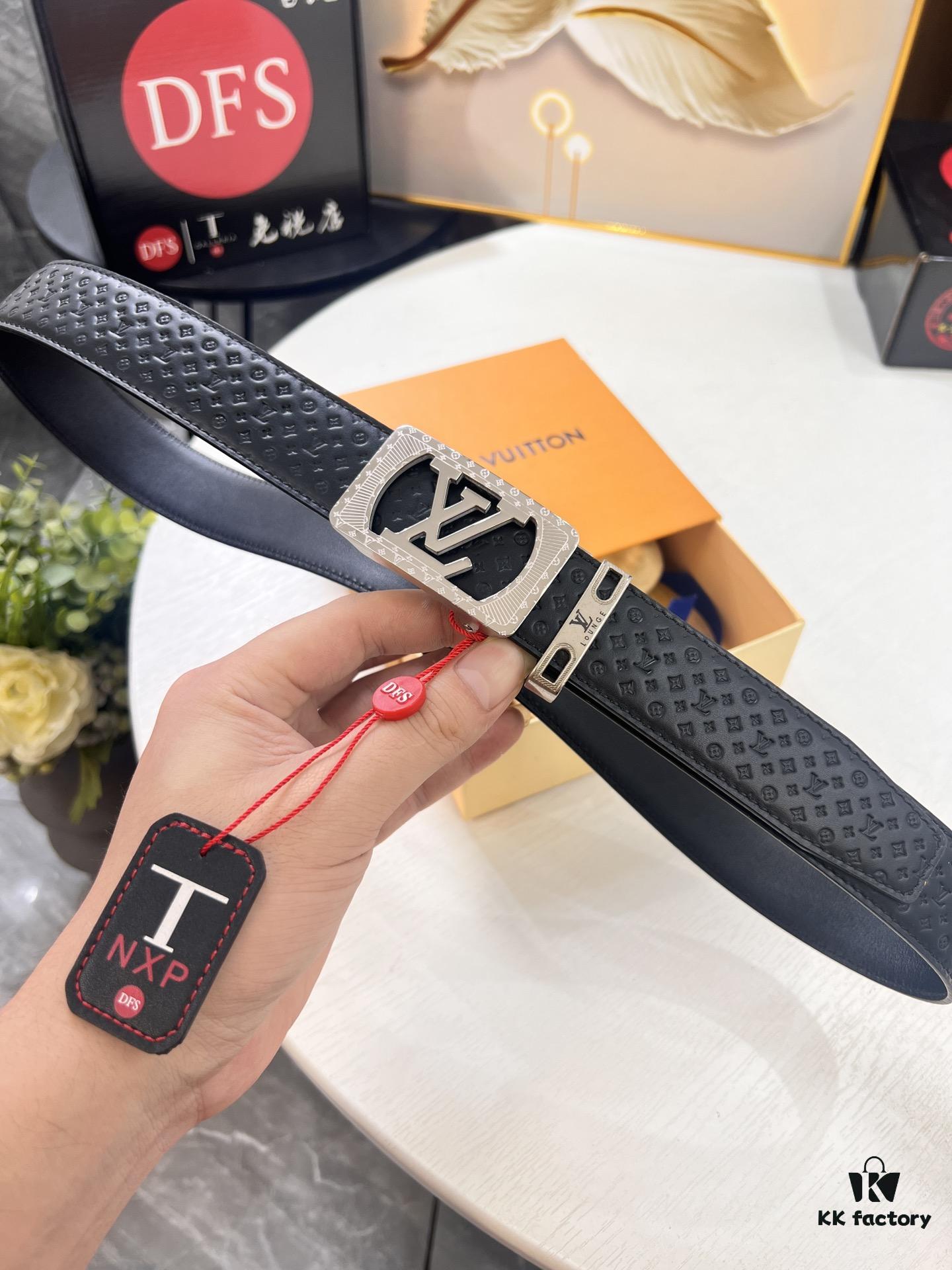 693202f73a89a121ed550e59 Louis Vuitton Automatic Buckle Belt, Full-Grain Imported Calfskin with Small Grain Cowhide, 3.5cm Width, Top-Quality Business Formal Belt