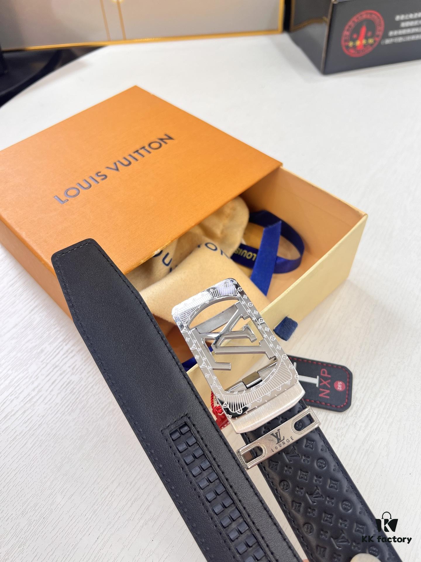 693202f73a89a121ed550e5a Louis Vuitton Automatic Buckle Belt, Full-Grain Imported Calfskin with Small Grain Cowhide, 3.5cm Width, Top-Quality Business Formal Belt