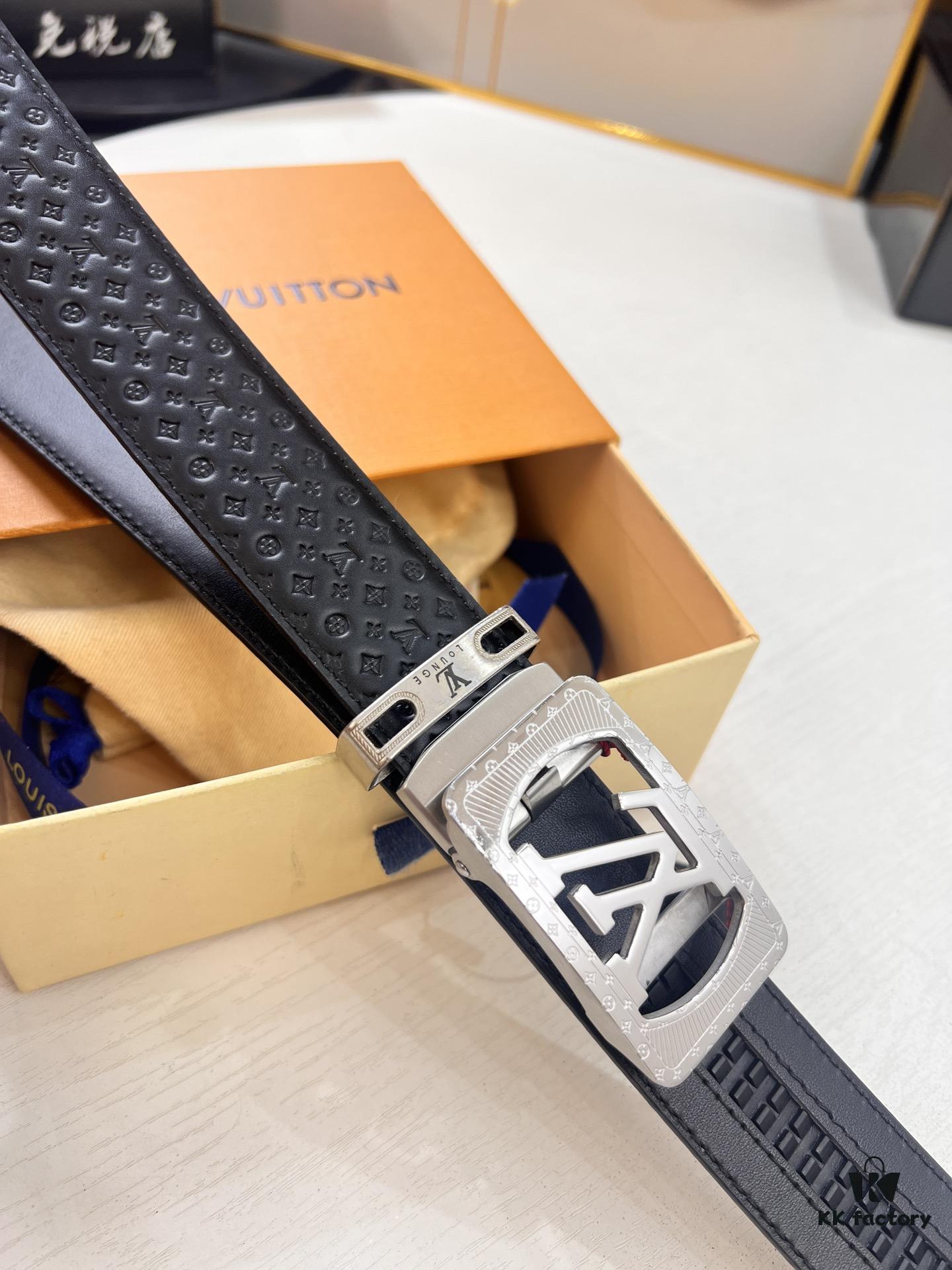 693202f73a89a121ed550e5d Louis Vuitton Automatic Buckle Belt, Full-Grain Imported Calfskin with Small Grain Cowhide, 3.5cm Width, Top-Quality Business Formal Belt